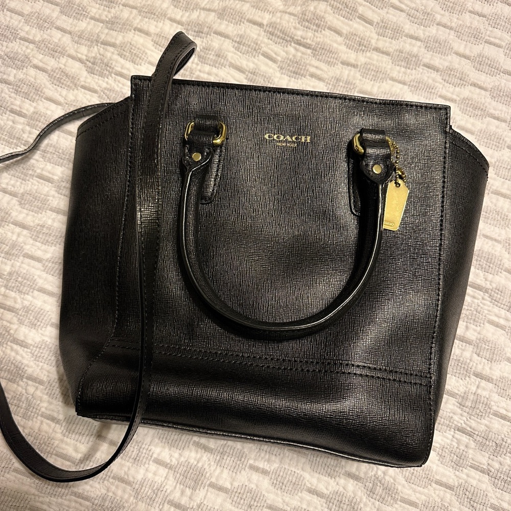 Coach black handbag. Midsize. Gently worn.